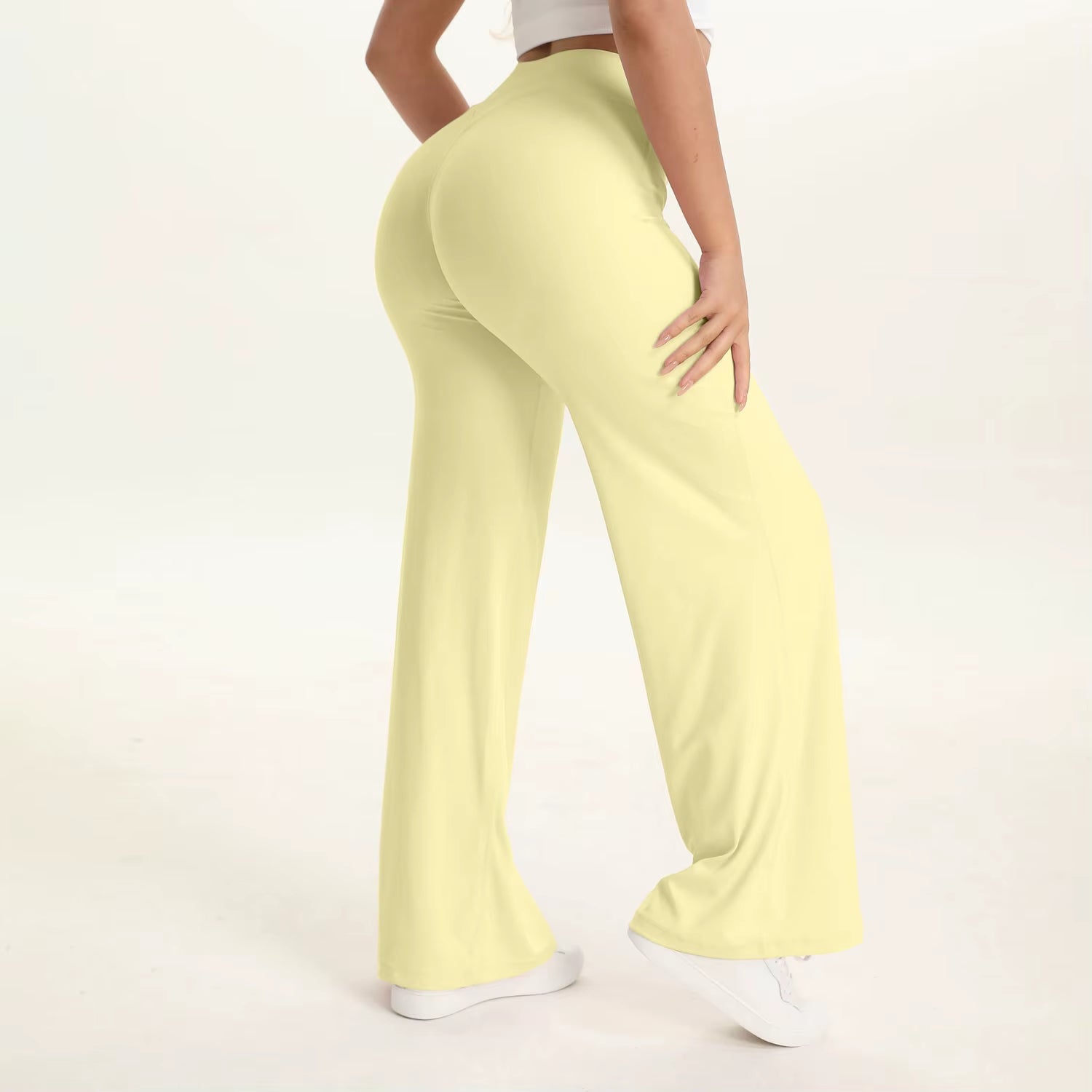 Softmotion Straight Leg Bottoms Women'S Mid-Waist Yoga Pants GYM Leggings Naked Feel Pilates Running Sports Trousers