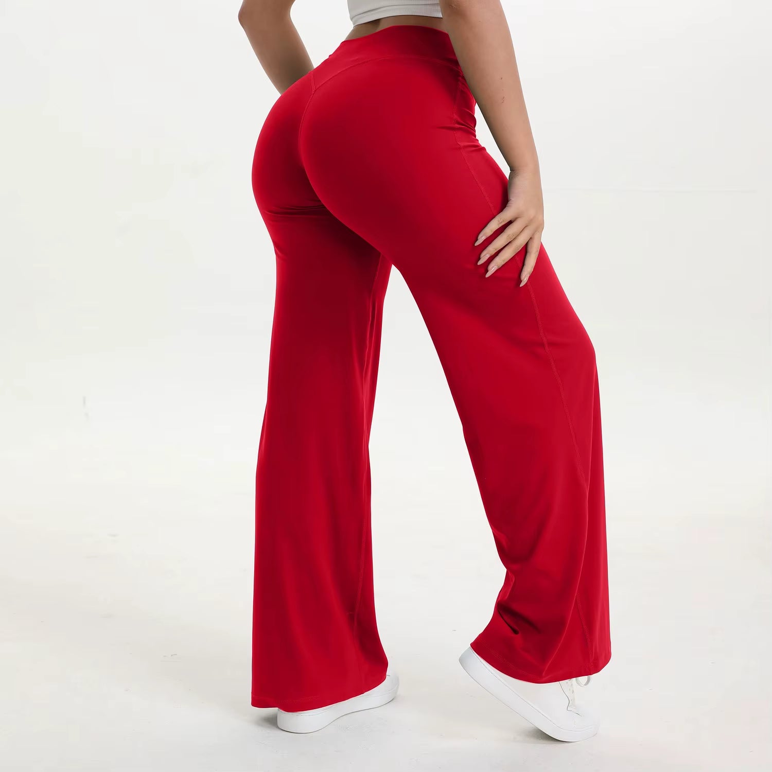 Softmotion Straight Leg Bottoms Women'S Mid-Waist Yoga Pants GYM Leggings Naked Feel Pilates Running Sports Trousers