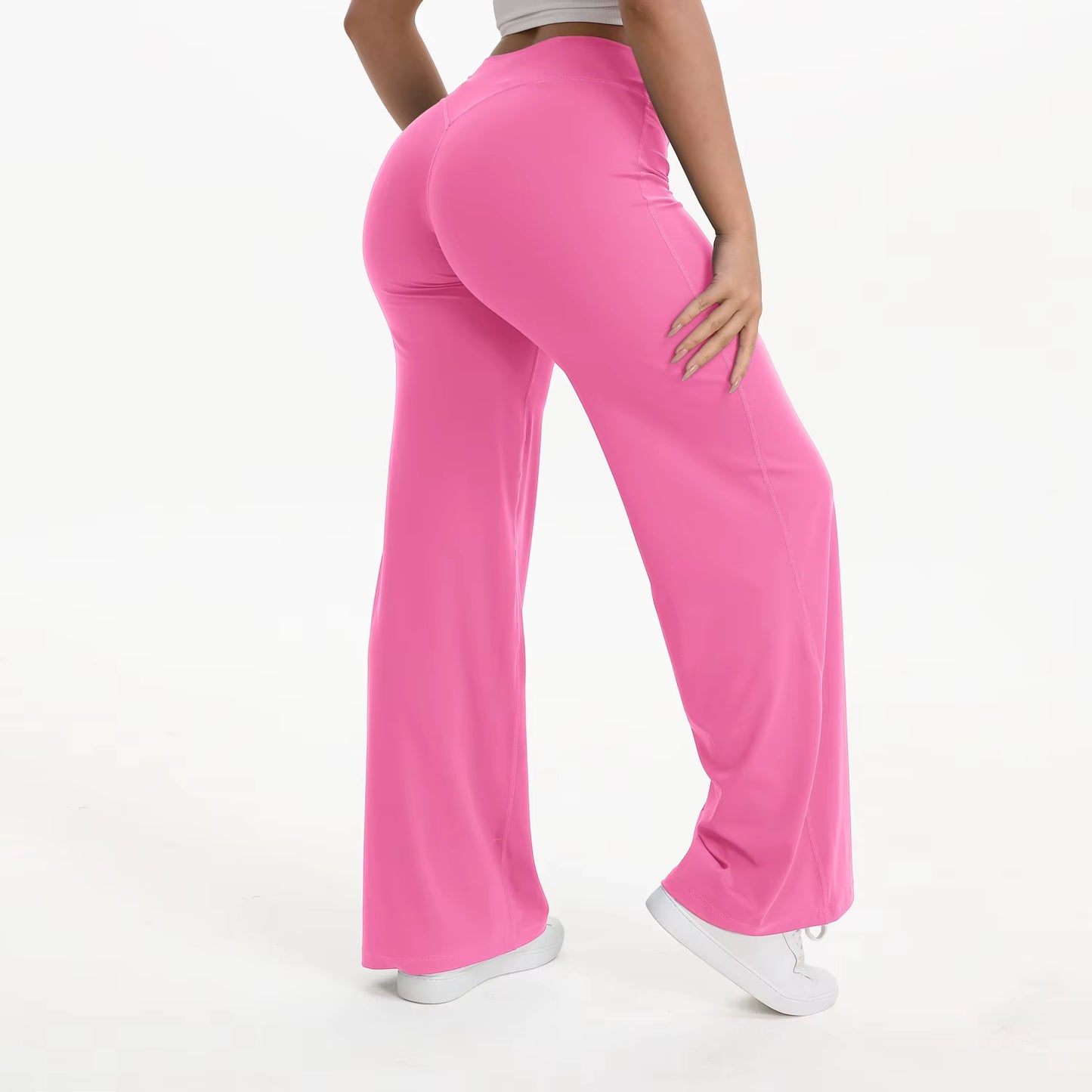 Softmotion Straight Leg Bottoms Women'S Mid-Waist Yoga Pants GYM Leggings Naked Feel Pilates Running Sports Trousers