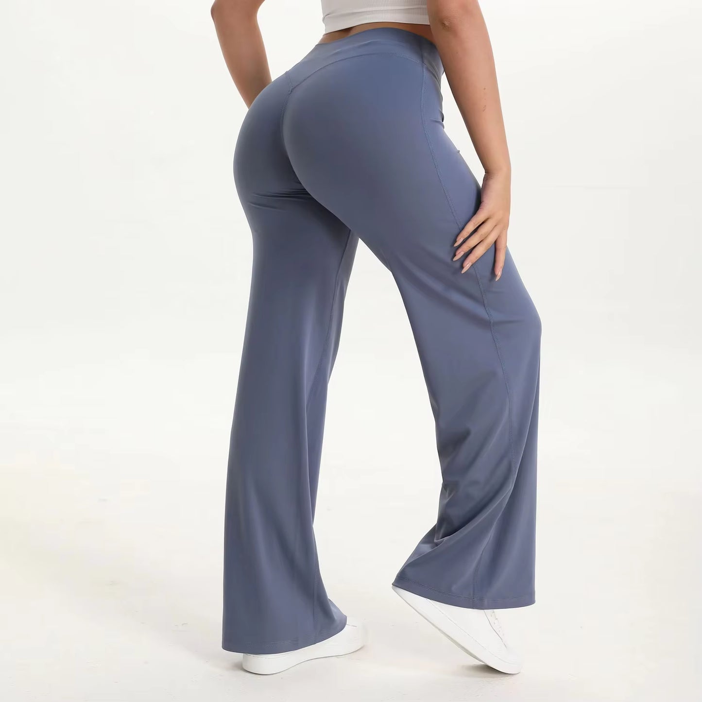Softmotion Straight Leg Bottoms Women'S Mid-Waist Yoga Pants GYM Leggings Naked Feel Pilates Running Sports Trousers